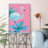 Painting by numbers bird flamingo pink